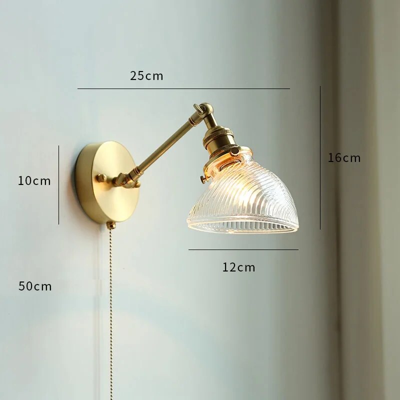 Plafonnier LED Nordique Cuivre avec Interrupteur à Tirage