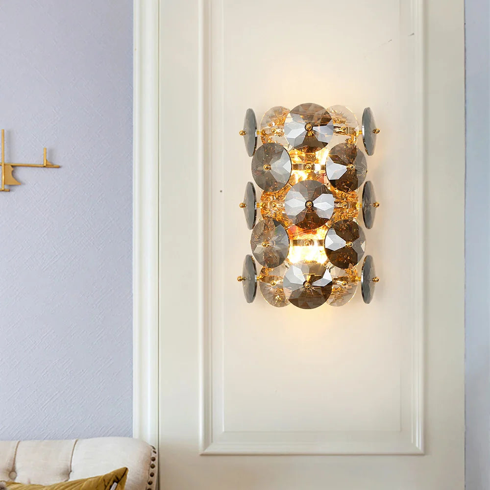 Applique murale LED en fumée gris cristal pour chambre et salon