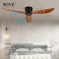 SOVE - Ventilateur de plafond DC 30W sans lumière, design moderne, avec télécommande