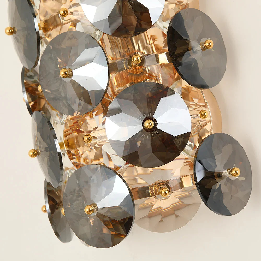 Applique murale LED en fumée gris cristal pour chambre et salon