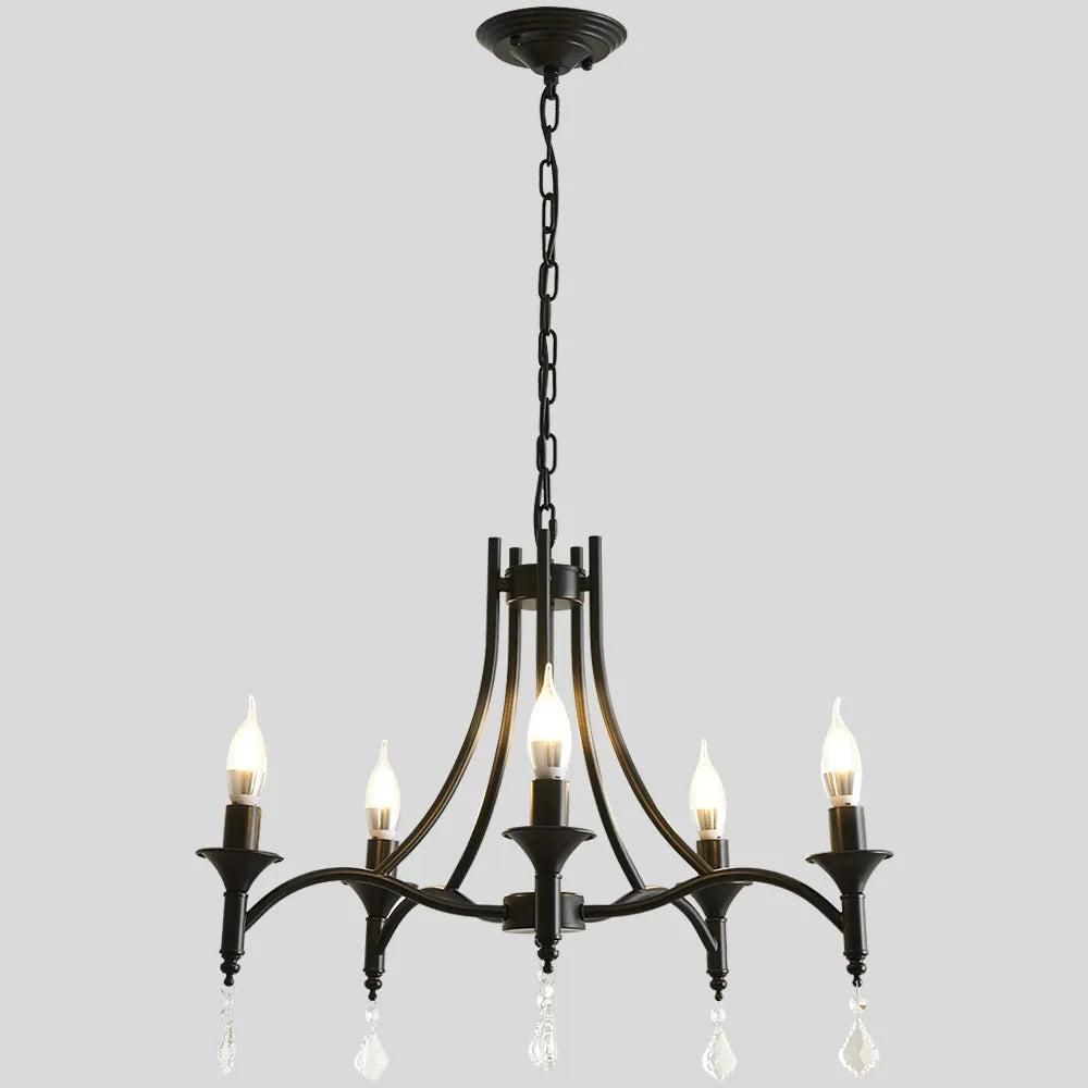 Lustre Exquis en Fer Forgé et Bougies