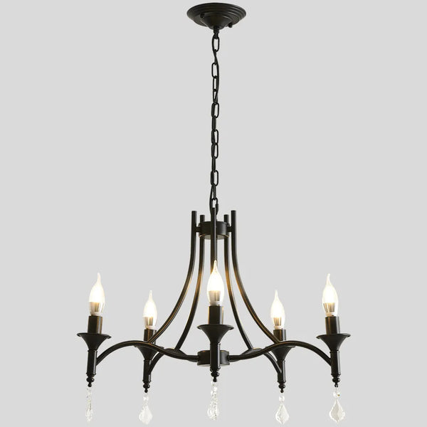 Lustre Exquis en Fer Forgé et Bougies