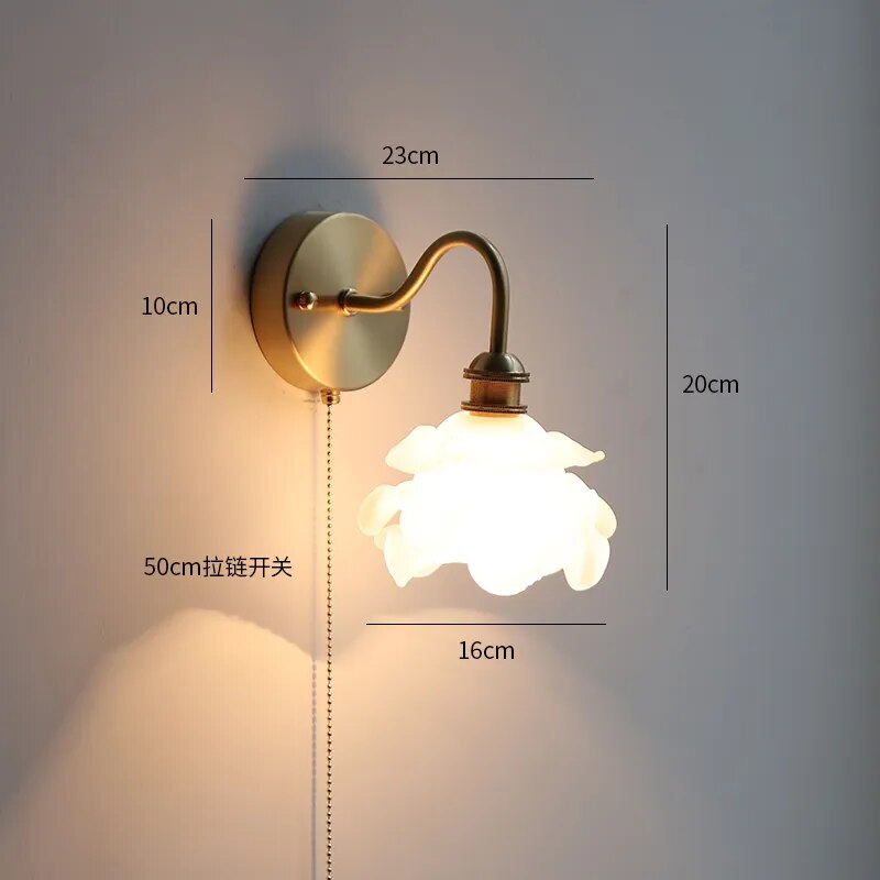 Plafonnier LED Nordique Cuivre avec Interrupteur à Tirage
