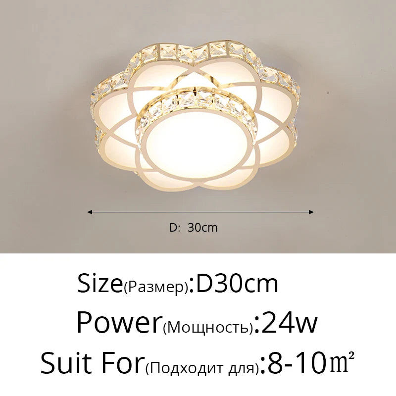 Plafonnier LED Intelligent Fleur de Cristal Moderne