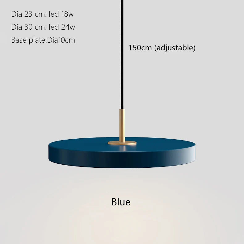Suspension Led Nordique pour Îlot de Cuisine en Métal - Modèle Moderne Noir, Blanc et Bleu