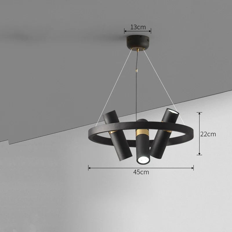 Lustre LED rotative en fer forgé - Design moderne