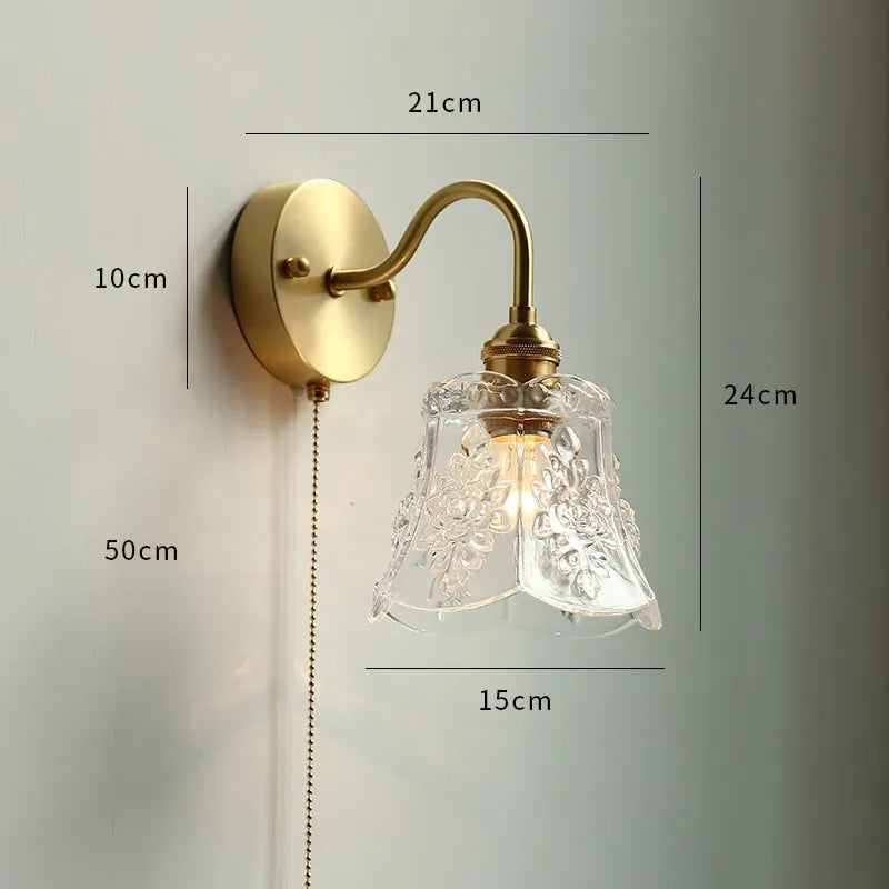 Plafonnier LED Nordique Cuivre avec Interrupteur à Tirage