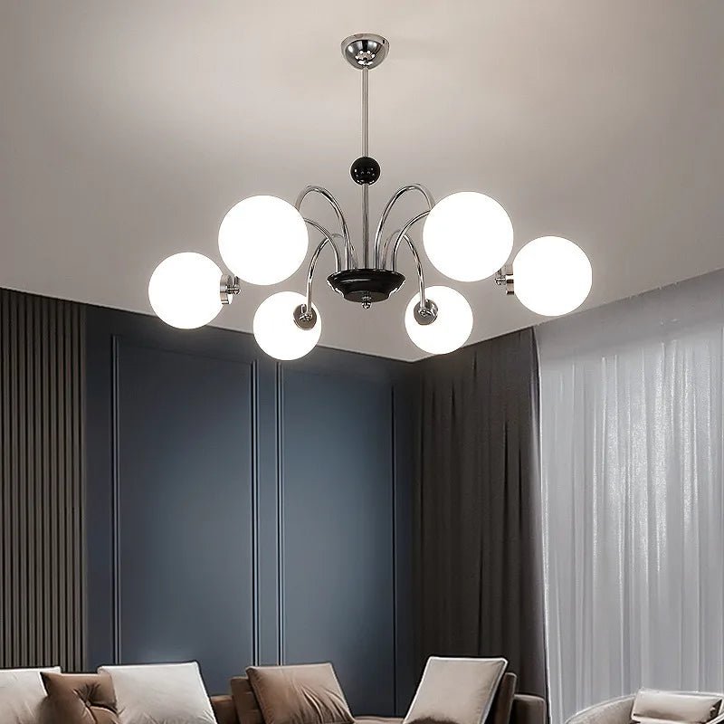 Lustre Nordique Blanc en Verre avec LED Suspendue
