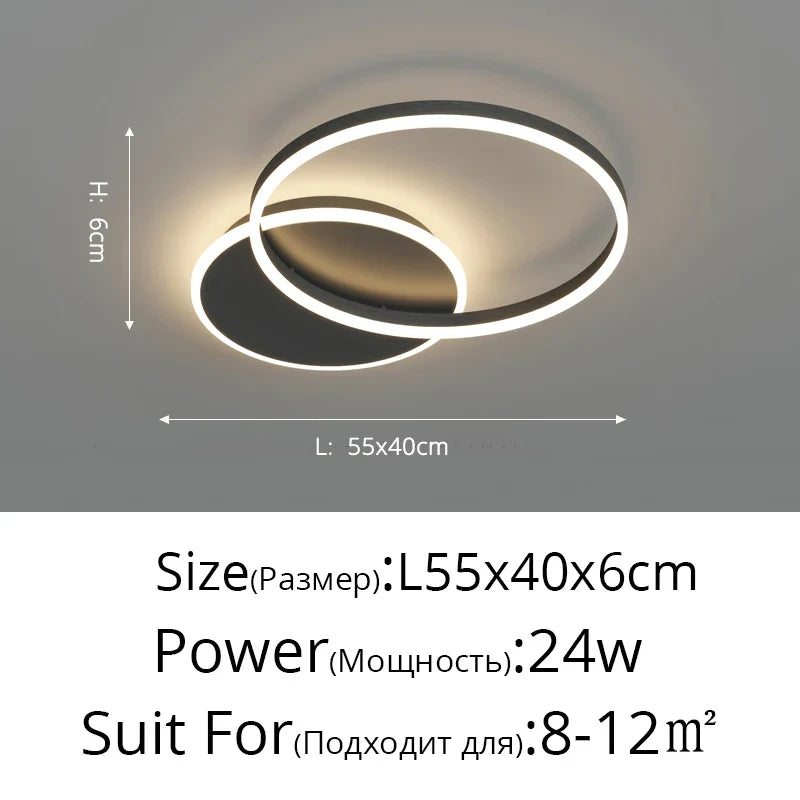 Lustre Noir Moderne avec Éclairage Variable
