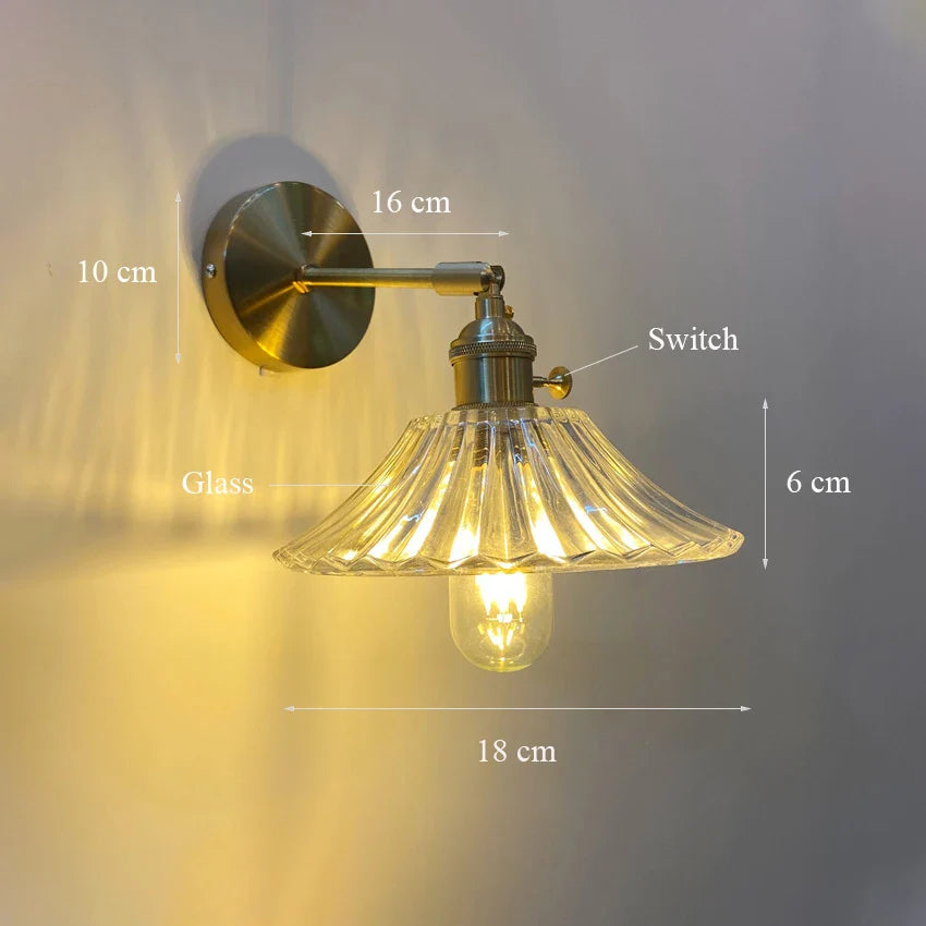 Applique murale LED rotative en verre et laiton pour miroir
