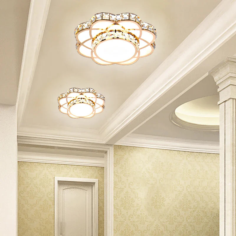 Plafonnier LED Intelligent Fleur de Cristal Moderne