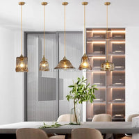 Lampe suspendue en laiton et verre LED de style nordique japonais.