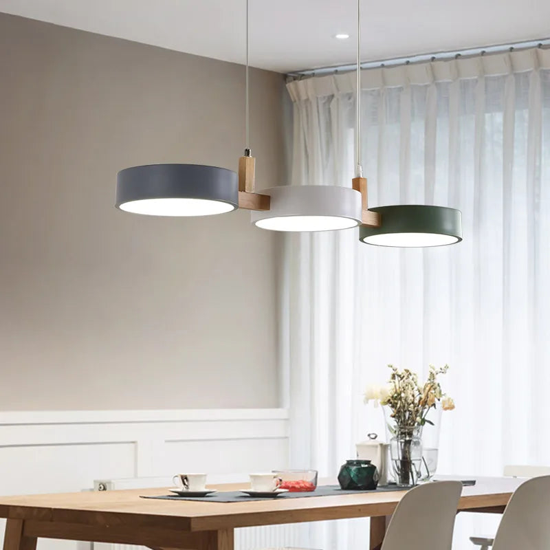 Lustre Nordique LED Moderne en Bois et Métal | Élégance Scandinave