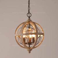 Lustre Globe Bois Antique