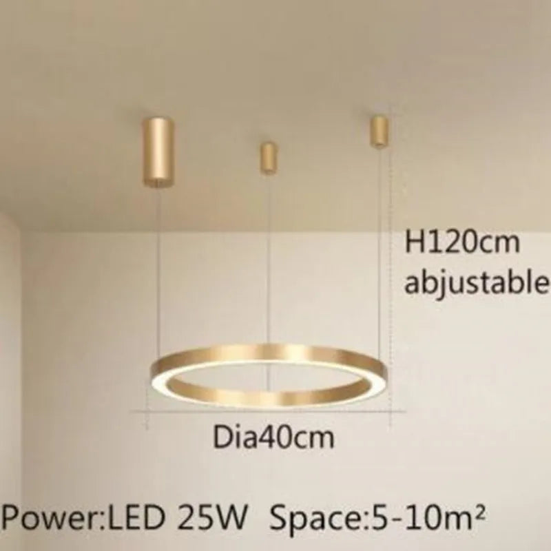 Lustre LED Moderne brossé avec Anneau Lumineux - Éclat Design