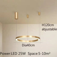 Lustre LED Moderne brossé avec Anneau Lumineux - Éclat Design