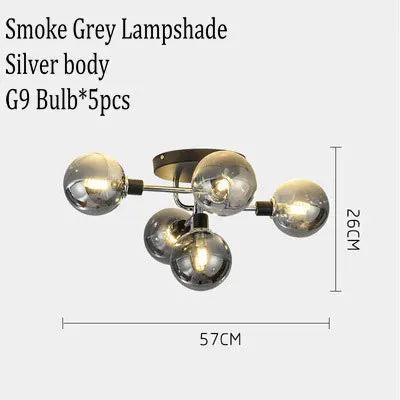 Lustre Gris Fumée Moderne pour Maison Intérieur