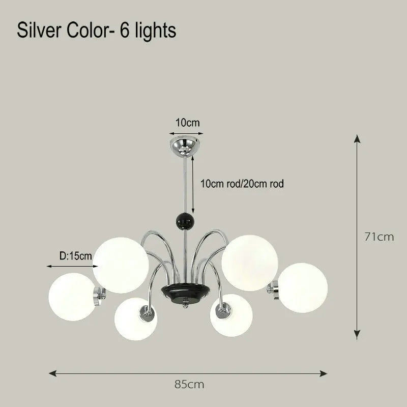 Lustre Nordique Blanc en Verre avec LED Suspendue