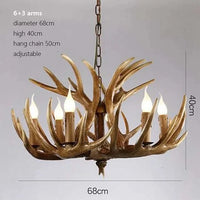 Lustre Rétro Résine Bois Marron Blanc - Idéal pour Salon, Restaurant, et Bar