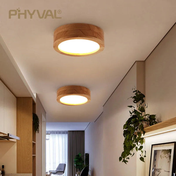 Plafonnier LED bois naturel modernité