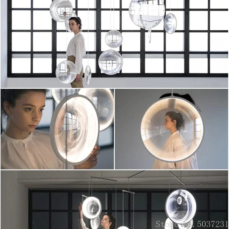 Lampe Suspendue Nordique Moderne en Verre Circulaire Décoratif