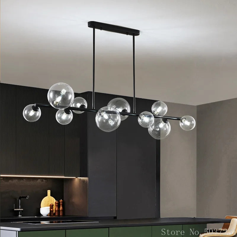 Lustre LED Nordik en Boule de Verre - Éclairage Industriel Moderne