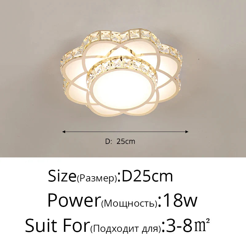 Plafonnier LED Intelligent Fleur de Cristal Moderne