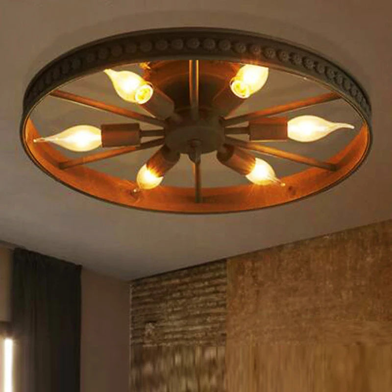 Plafonnier rond en fer au Style industriel rétro américain
