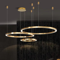 Lustre LED Moderne brossé avec Anneau Lumineux - Éclat Design
