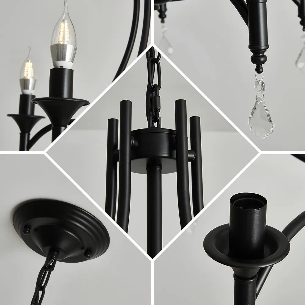 Lustre Exquis en Fer Forgé et Bougies