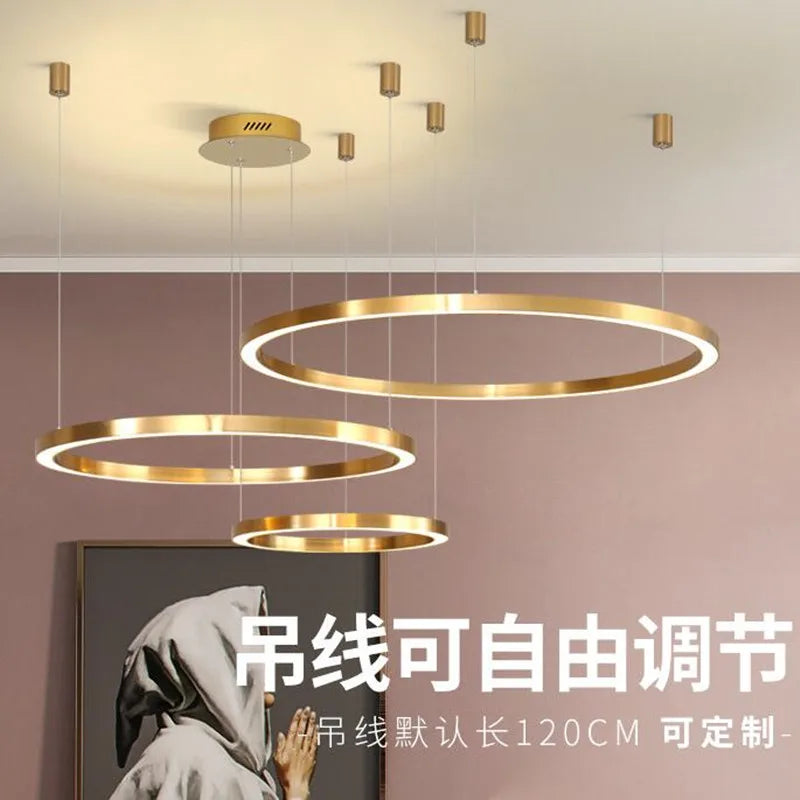 Lustre LED Moderne brossé avec Anneau Lumineux - Éclat Design