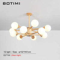 Lustre en Bois et Verre LED pour Salle à Manger et Hall
