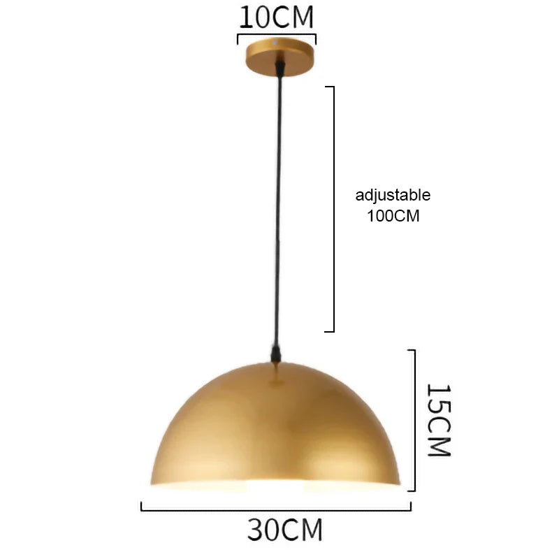 Suspension LED nordique rétro E27 - Lustre en fer forgé couleur or - Intérieur maison, salon, cuisine