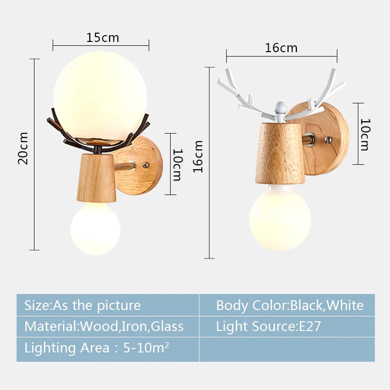 Applique murale LED en bois de style industriel pour hôtel de luxe