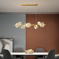 Lustre de luxe moderne avec anneaux LED et boule de verre de qualité supérieure