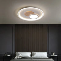 Plafonnier rond moderne en bois véritable avec LEDs décoratives - Éclat Naturel