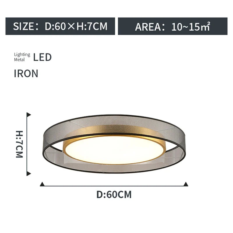 Plafonnier LED rond design et élégant avec lanternes Jianmei hall en tissu de cuivre
