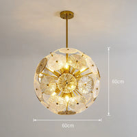Lustre en verre rond Deyidn Luxe Or pour Villa - Salle à Manger et Chambre