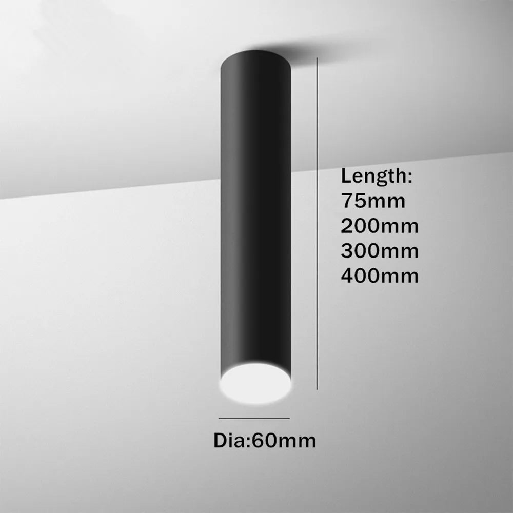 Spot LED cylindre Long moderne en aluminium monté en Surface pour un éclairage sophistiqué en intérieur