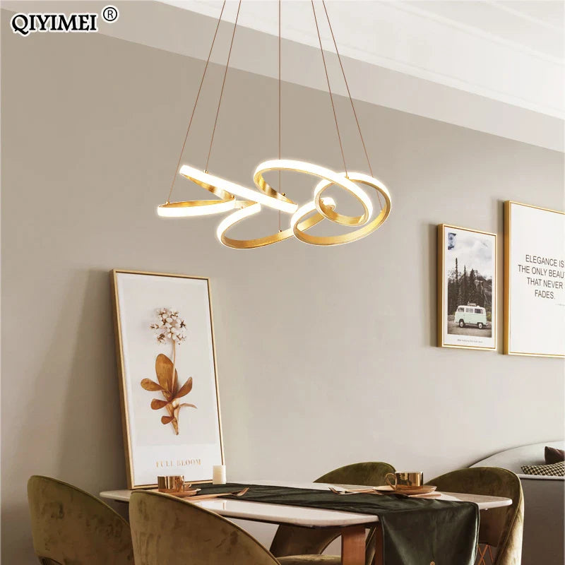 Suspension décorative en plaqué or avec éclairage LED pour intérieur