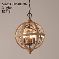 Lustre Globe Bois Antique