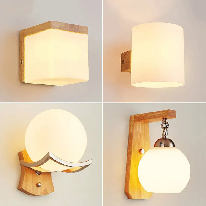 Applique murale design nordique bois-verre LED