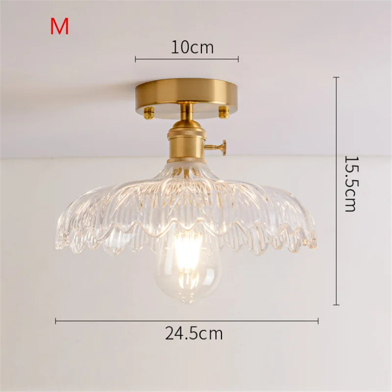 Plafonnier Nordique Rétro Loft Vintage Moderne - Abat-jour en Verre