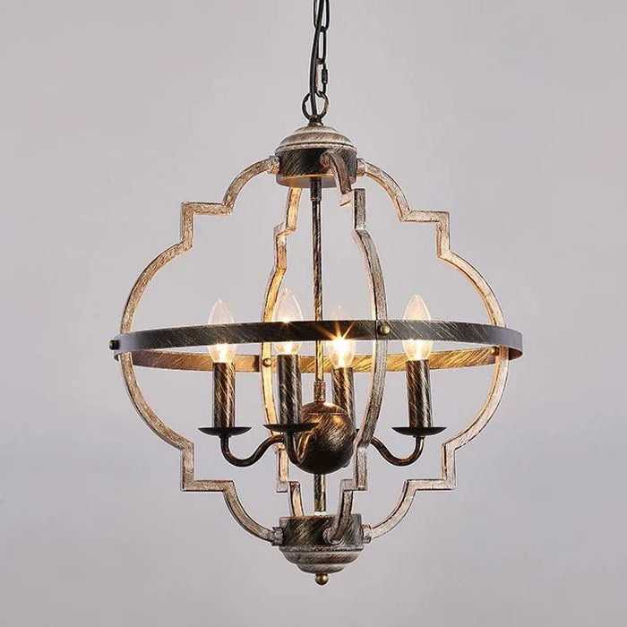 Lustre en métal vintage avec lampes bougies
