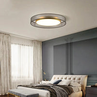 Plafonnier LED rond design et élégant avec lanternes Jianmei hall en tissu de cuivre