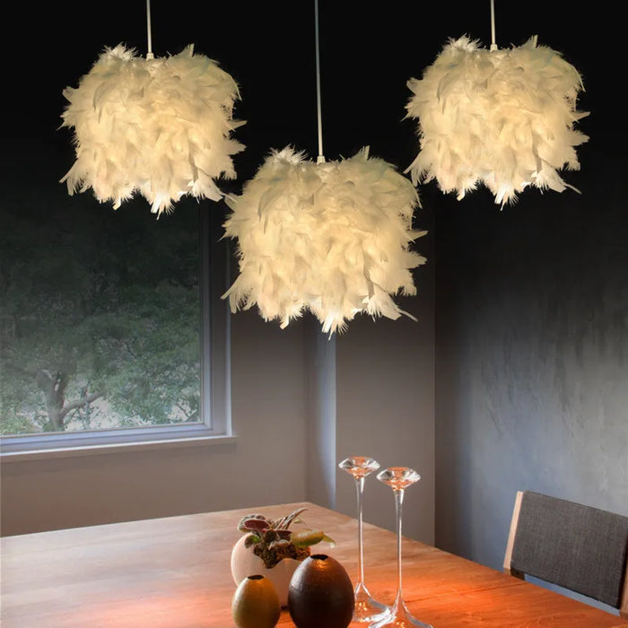 Suspension luminaire plume romantique pour chambre salon E27 lampes suspendues