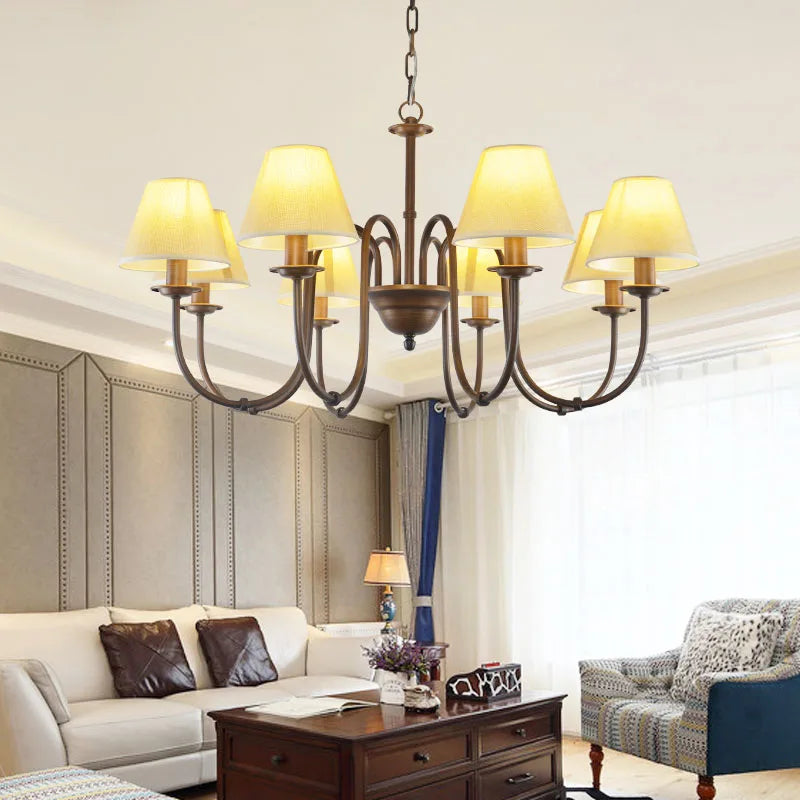 Lustre de style européen et américain en fer forgé pour salon ou salle à manger