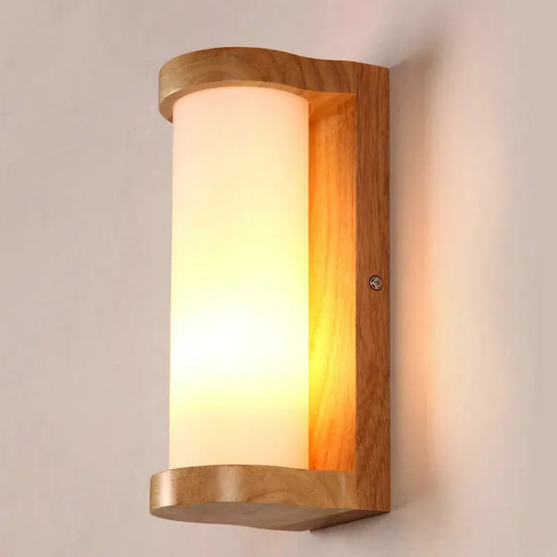 Applique murale design nordique bois-verre LED
