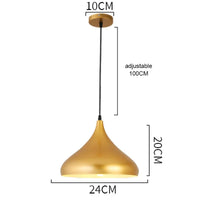 Suspension LED nordique rétro E27 - Lustre en fer forgé couleur or - Intérieur maison, salon, cuisine