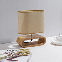 Lampe de table nordique en bois - Créativité moderne avec abat-jour en lin